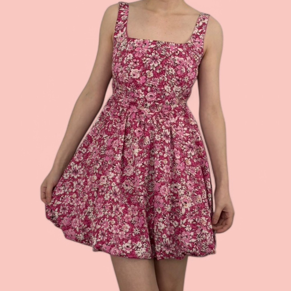 Pink floral bubble dress